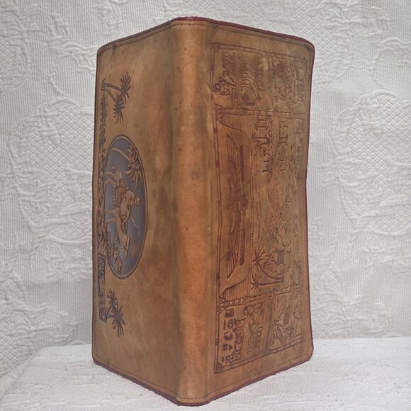 Egyptian Handmade Vintage Leather Bifold Organizer Document Holder Boho Business - Picture 5 of 11